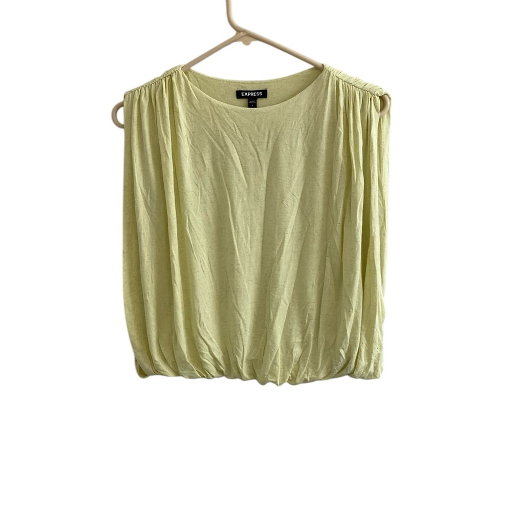 Express Women's Sleeveless Top Size S Yellow Ruched Inside Tank Linen NWT